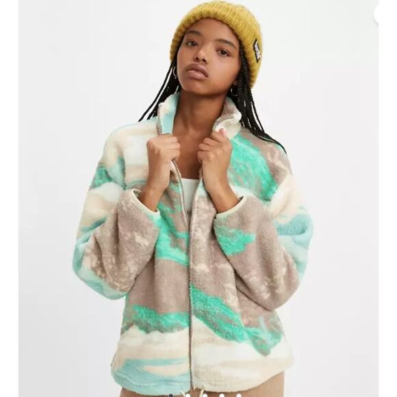 Levi's Multicolor Atlas Full Zip Sherpa Sweatshirt Size XS - Picture 1 of 9